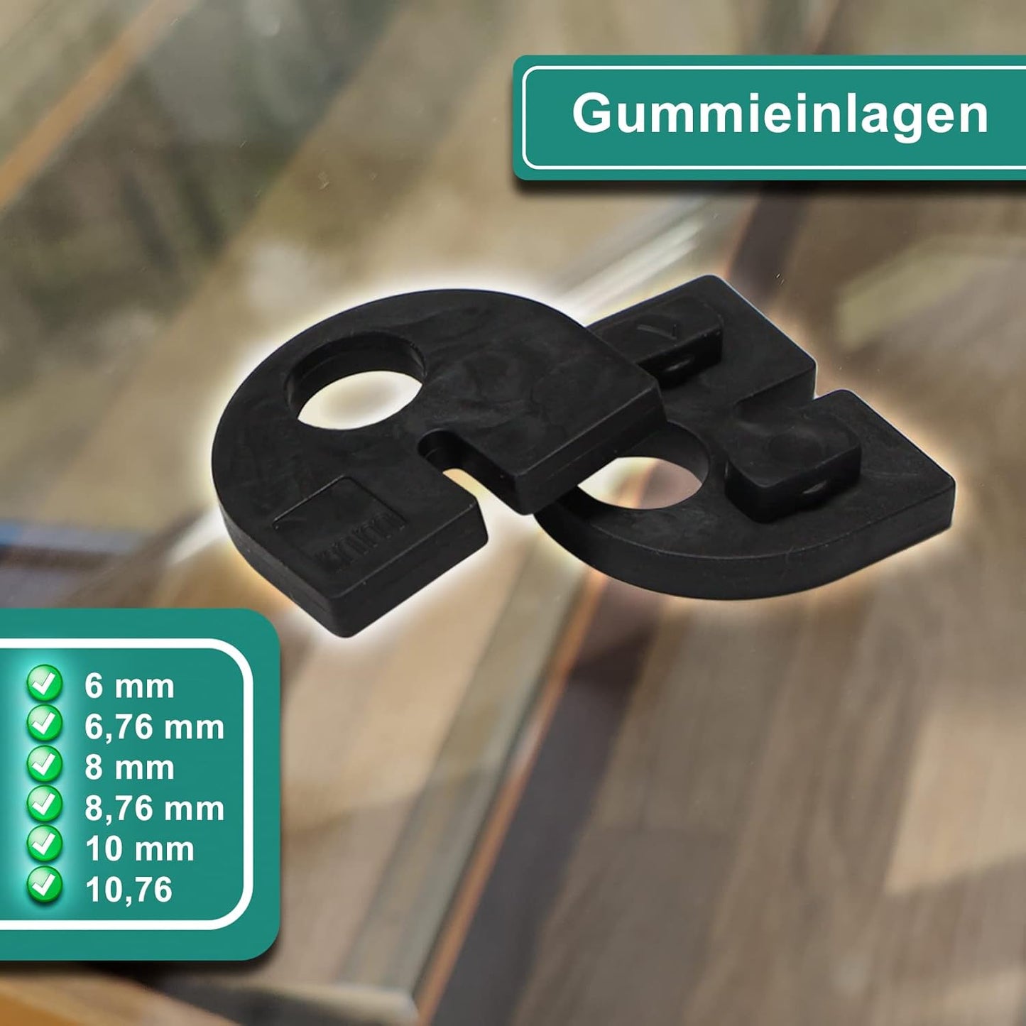 4-teiliges Glashalter-Set für Geländer, FLACH | 8,76mm Glas