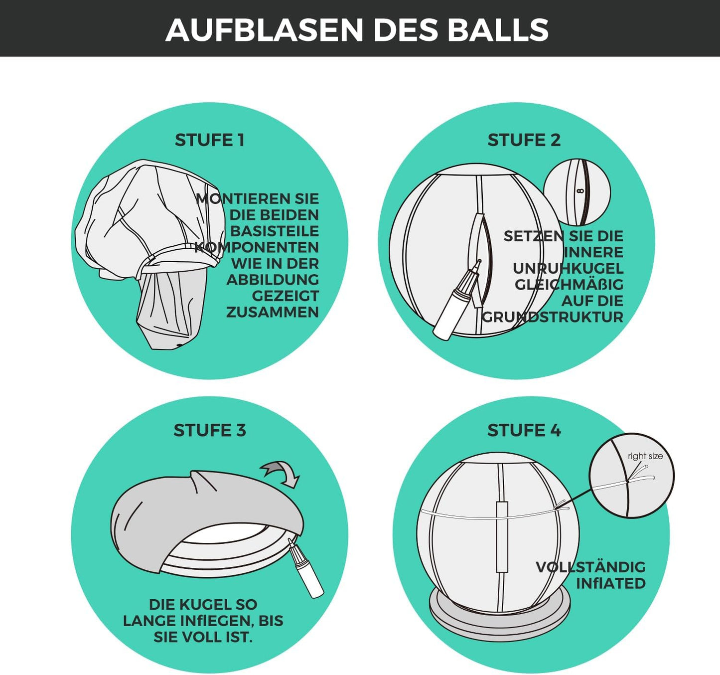 Gymnastikball mit Basisring, Sonnenuntergang Gold 60-65cm Sitzhöhe