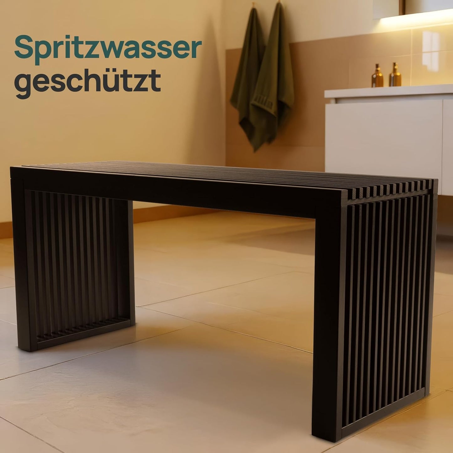 Sitzbank für Flur & Esszimmer, Schwarz Lang ohne Schuhablage