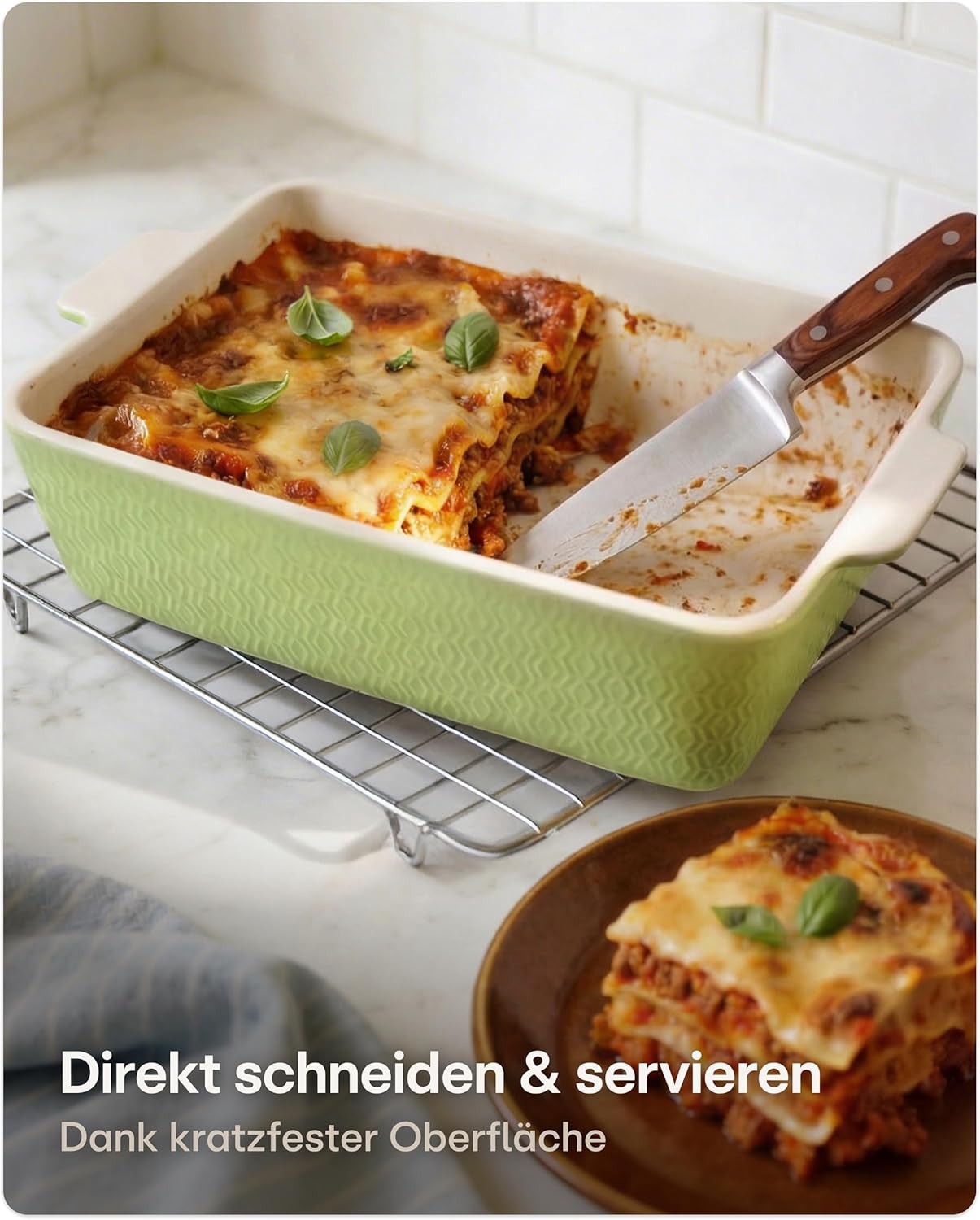 Auflaufform mit extra hohem Rand, Grün