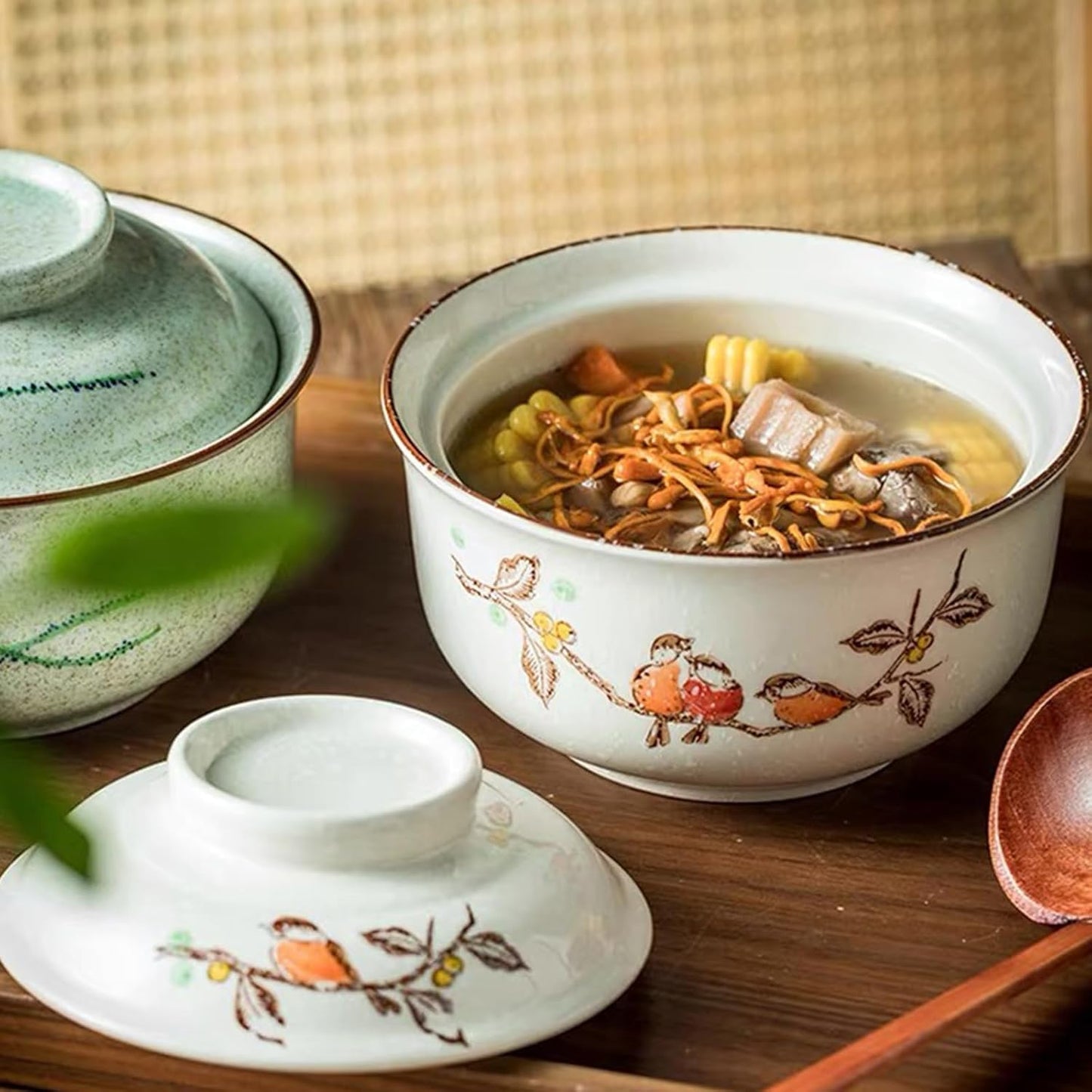 Keramik Ramen Bowl Set mit Deckel (800ml), Style D
