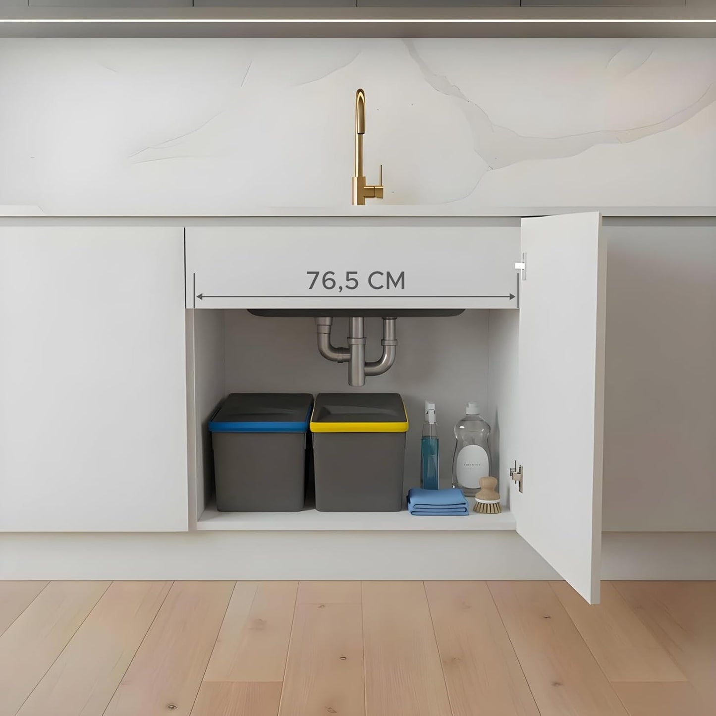 Mülltrennsystem für Küche, Anthrazit 2x 12L