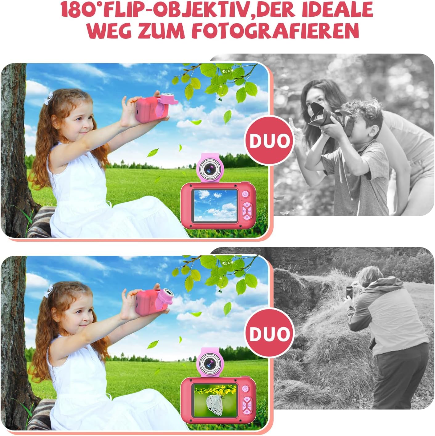 Digitalkamera für Kinder, Karminrot