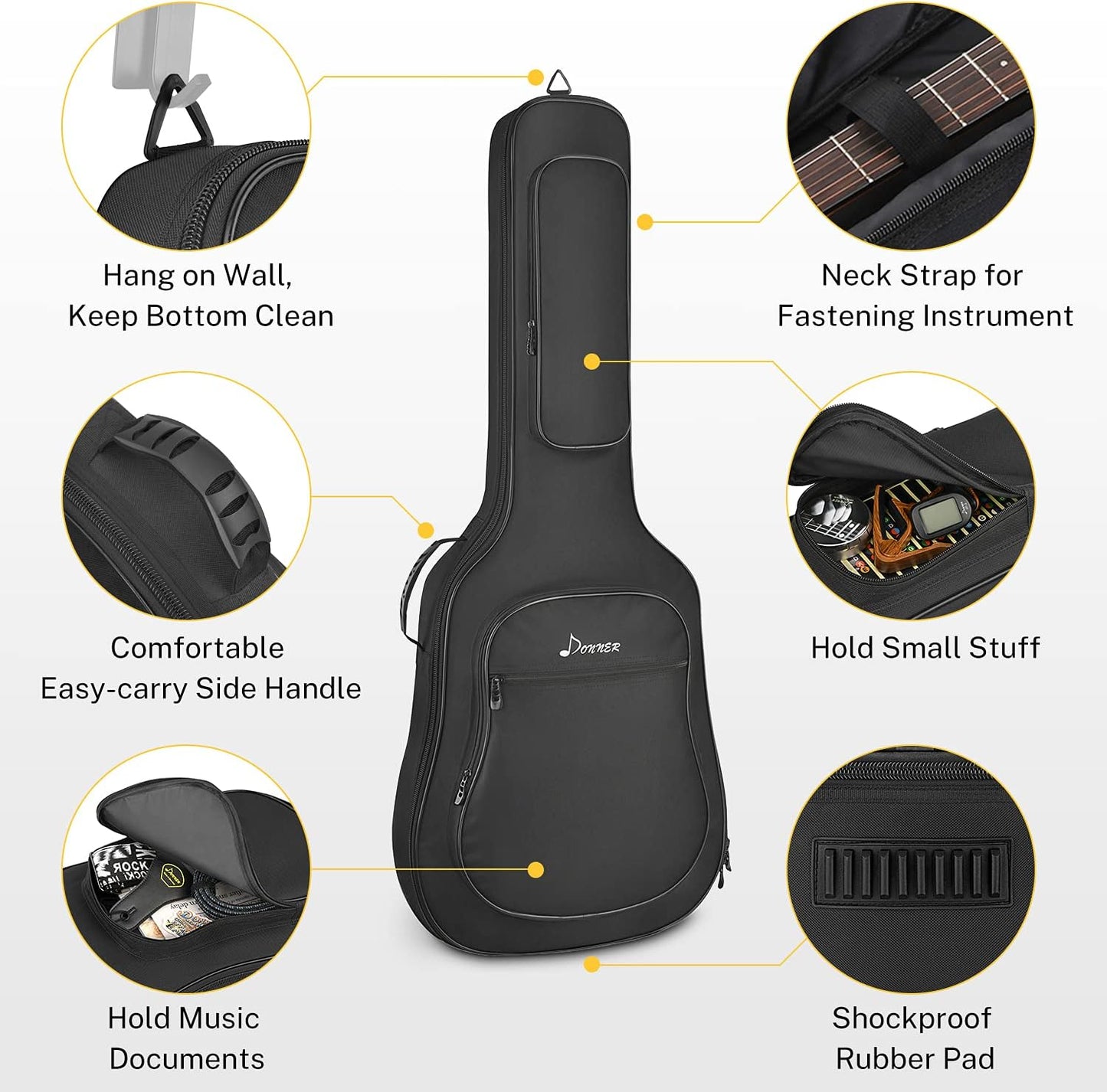 Gitarrentasche für 40/41 Zoll Akustikgitarren, 41 Zoll - 10mm Dicke Dicke: 10mm