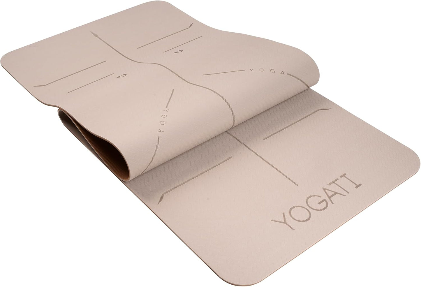 Rutschfeste Yogamatte mit Körperausrichtungspunkten, braun