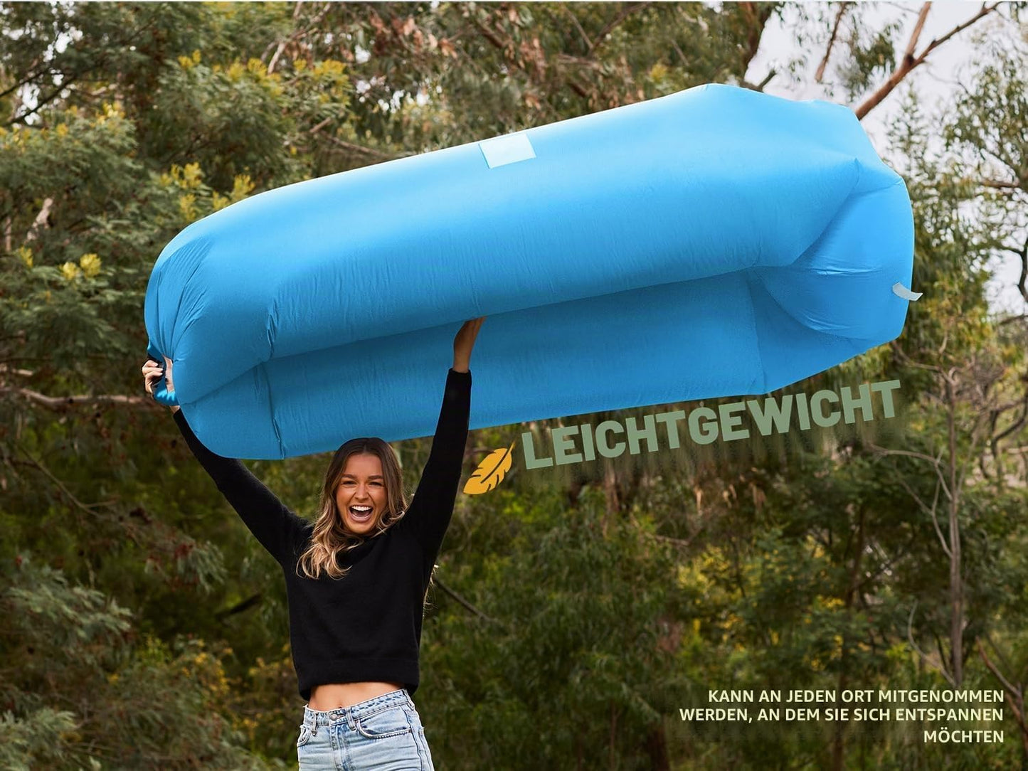 Aufblasbarer Lounger mit Zubehör, Blau