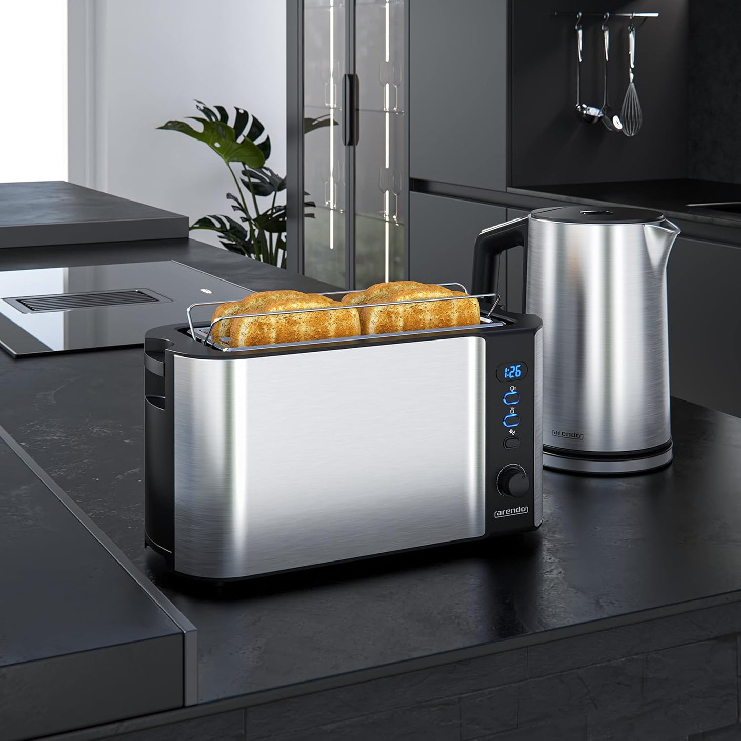 Frühstücksset: Wasserkocher mit Toaster