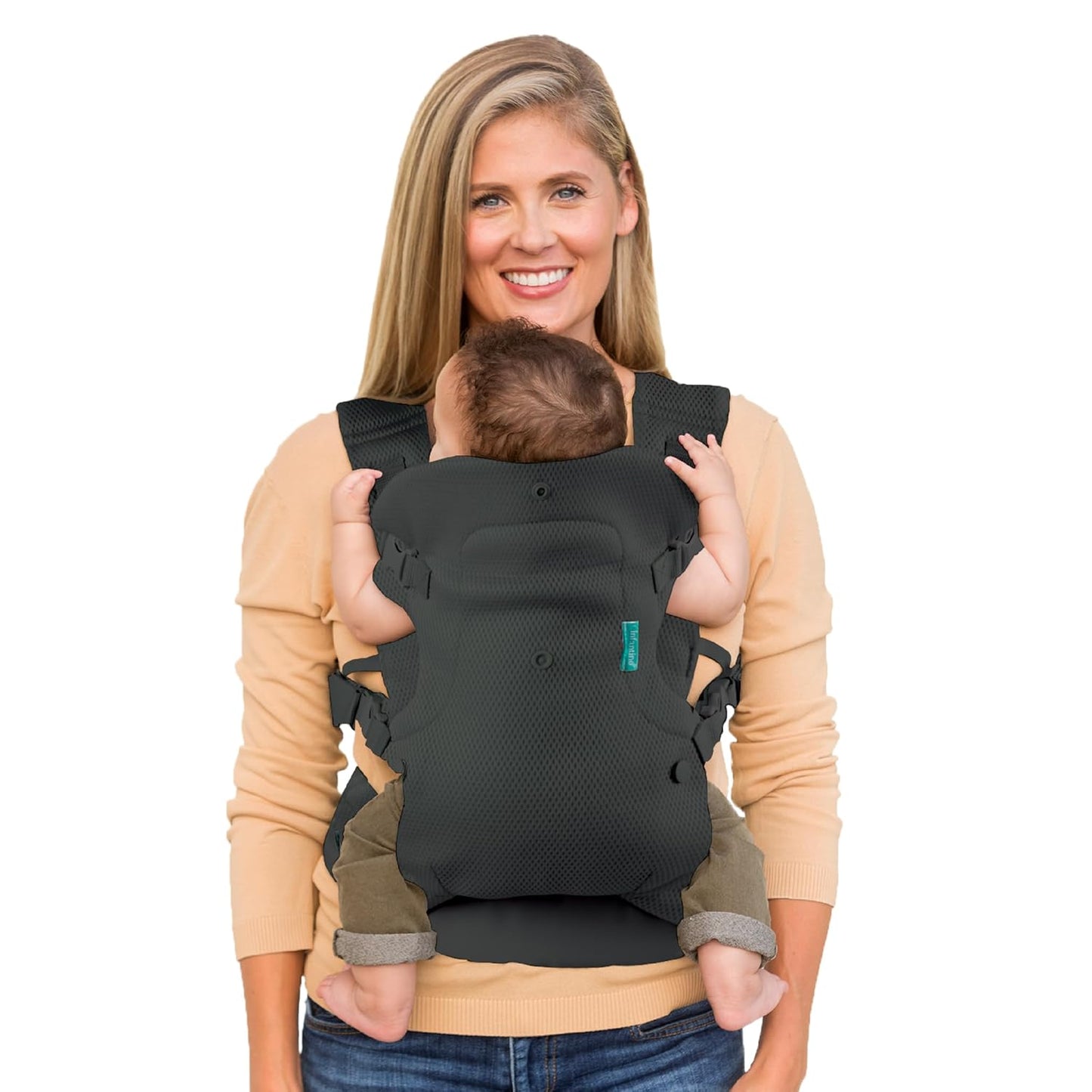 4-in-1 Babytrage mit Lordosenstütze und Kopfstütze, Dark Grey