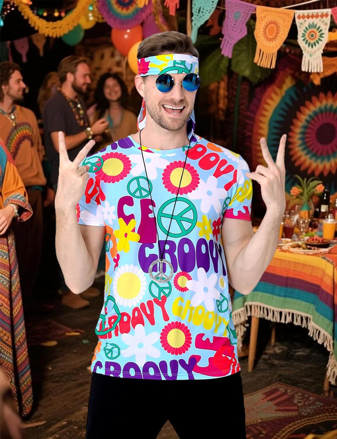 70er Groovy Hippie-Kostüm, M Peace