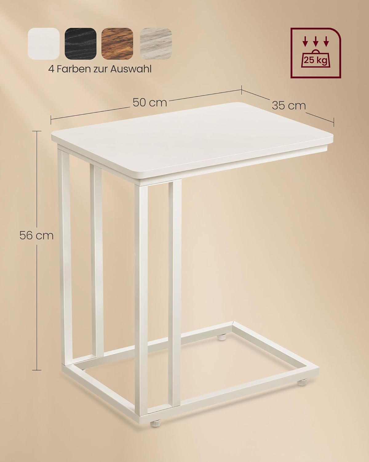 LNT050W77 Beistelltisch mit Rollen, 1 Cremeweiss