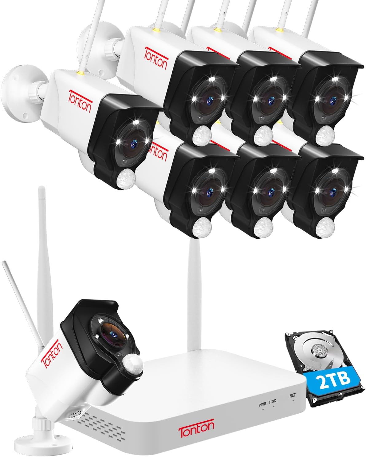 8-teiliges Überwachungskamera Set mit Gegensprechfunktion, 8cam-w
