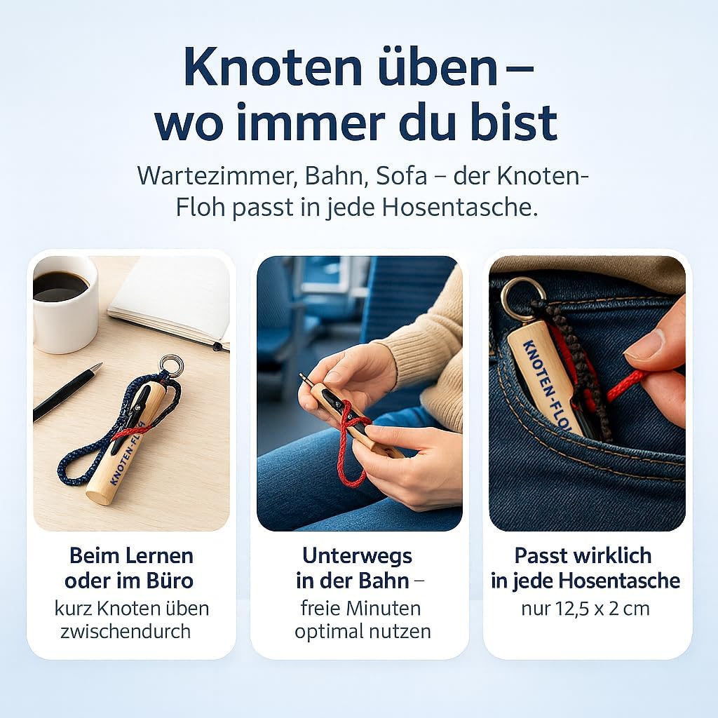 Knoten Übungsset für Bootsführerschein & Feuerwehr, Schwarz/Rot