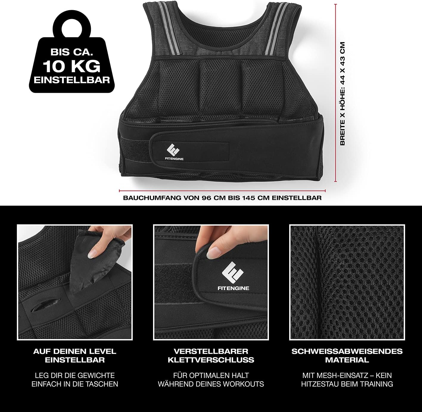 Schweissabweisende Gewichtsweste, 10kg