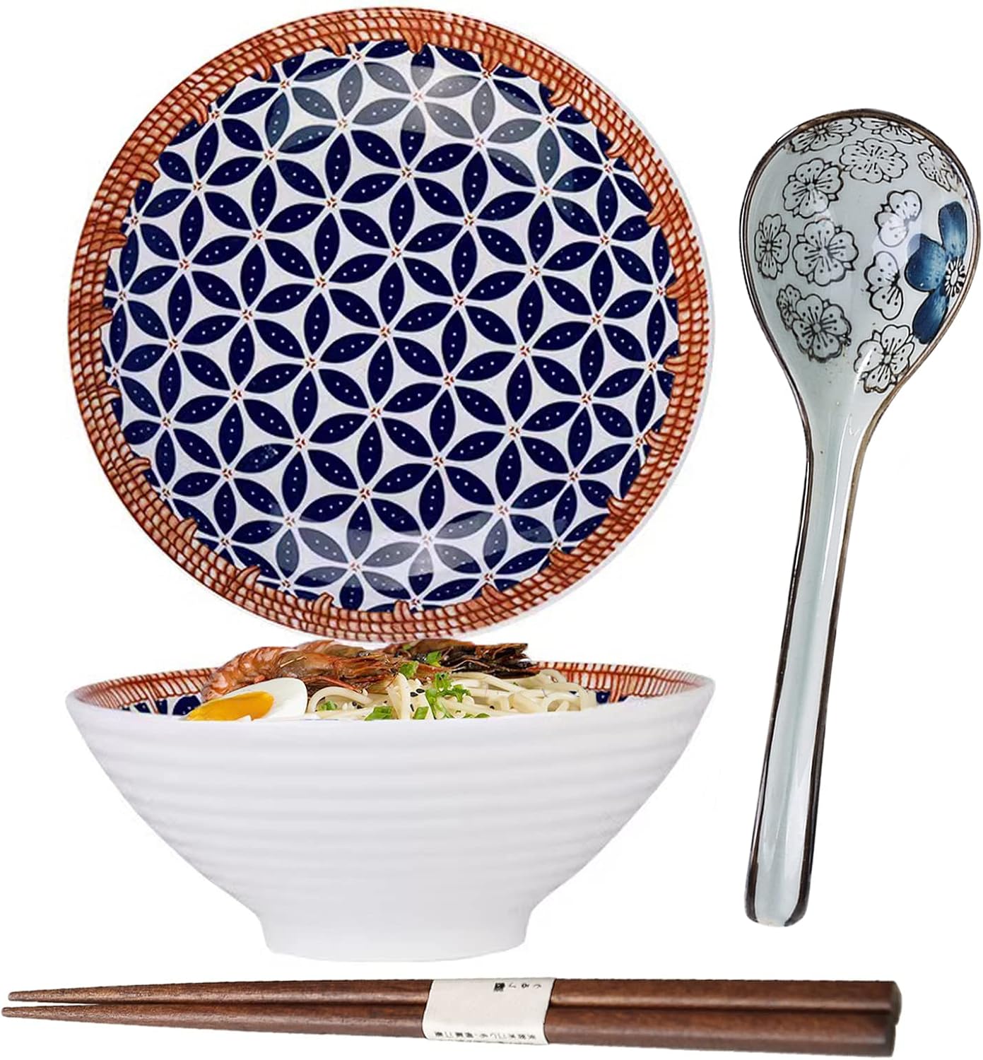 Ramen Suppenschalen-Set mit Löffel & Stäbchen, A