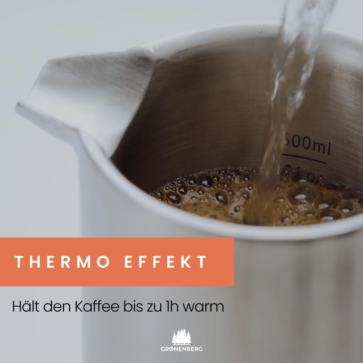 French Press Kaffeebereiter mit Thermofunktion, 1 Liter