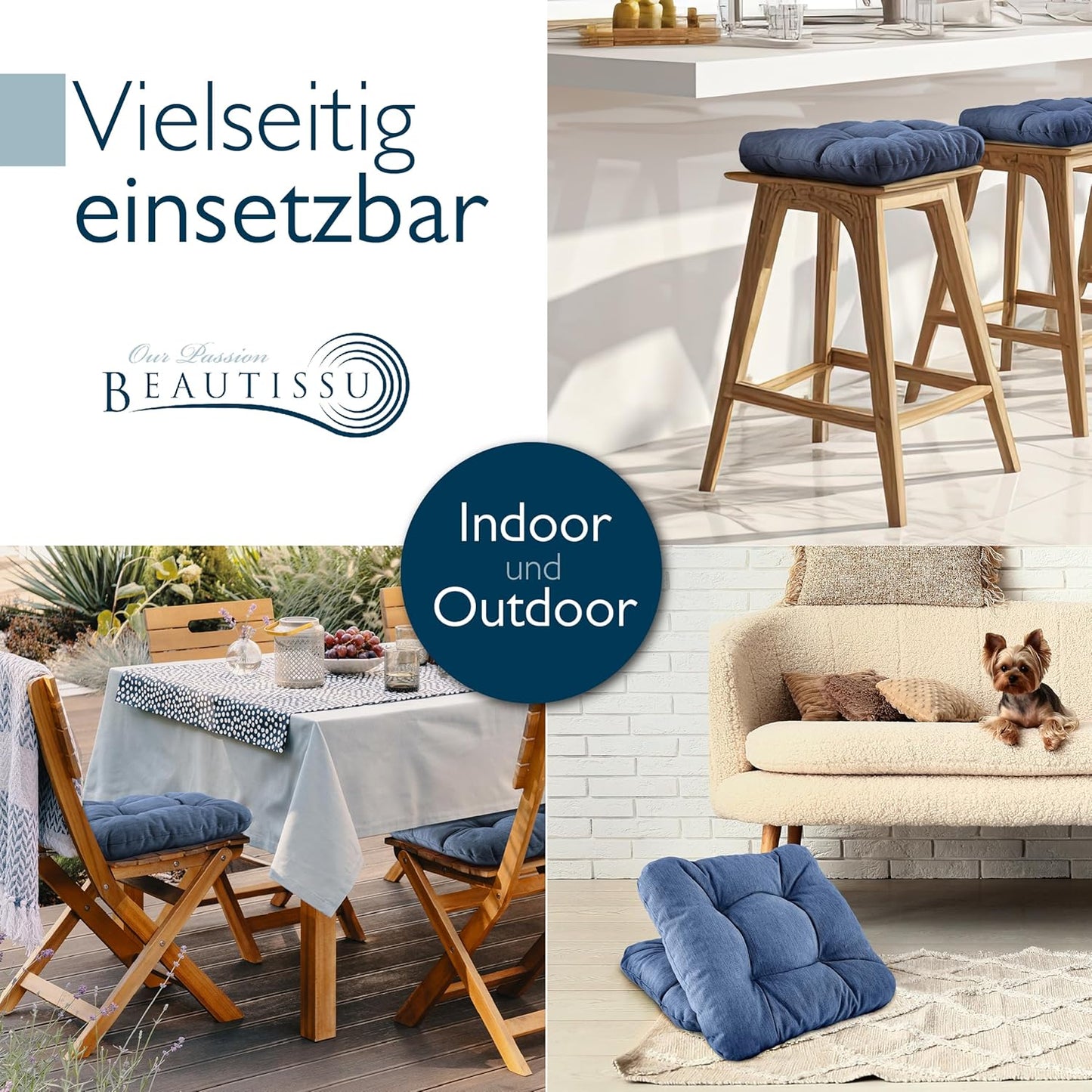 4-teiliges Sitzkissen-Set HighLux SK, 4er Set Dunkelblau