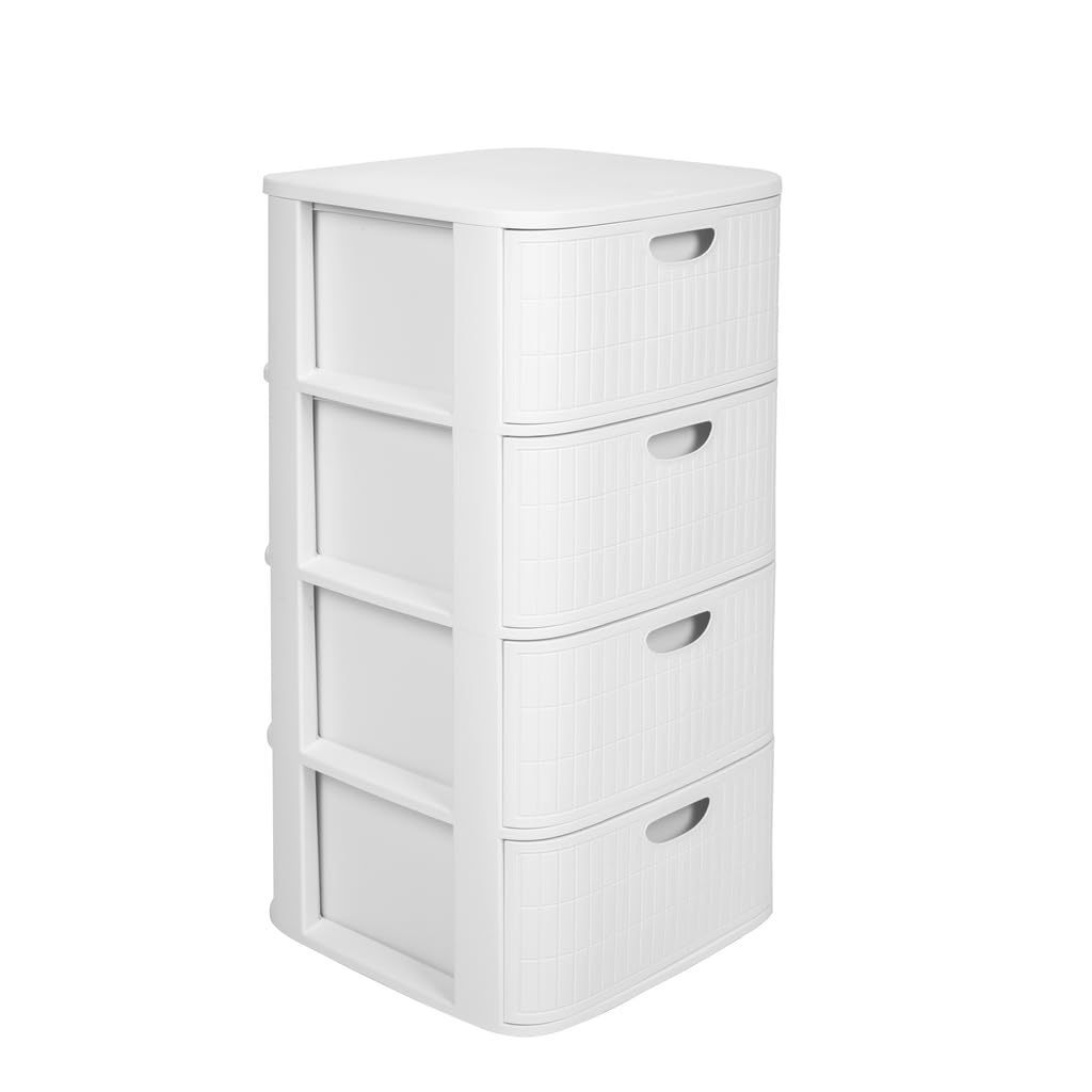 Rollbarer Schubladenschrank mit 4 Schubladen, Weiss