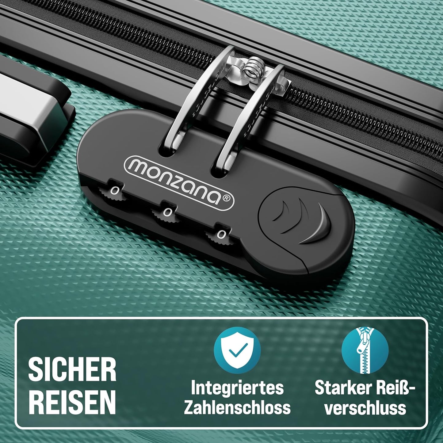 3-teiliges Hartschalenkoffer-Set mit Kofferwaage, Grün