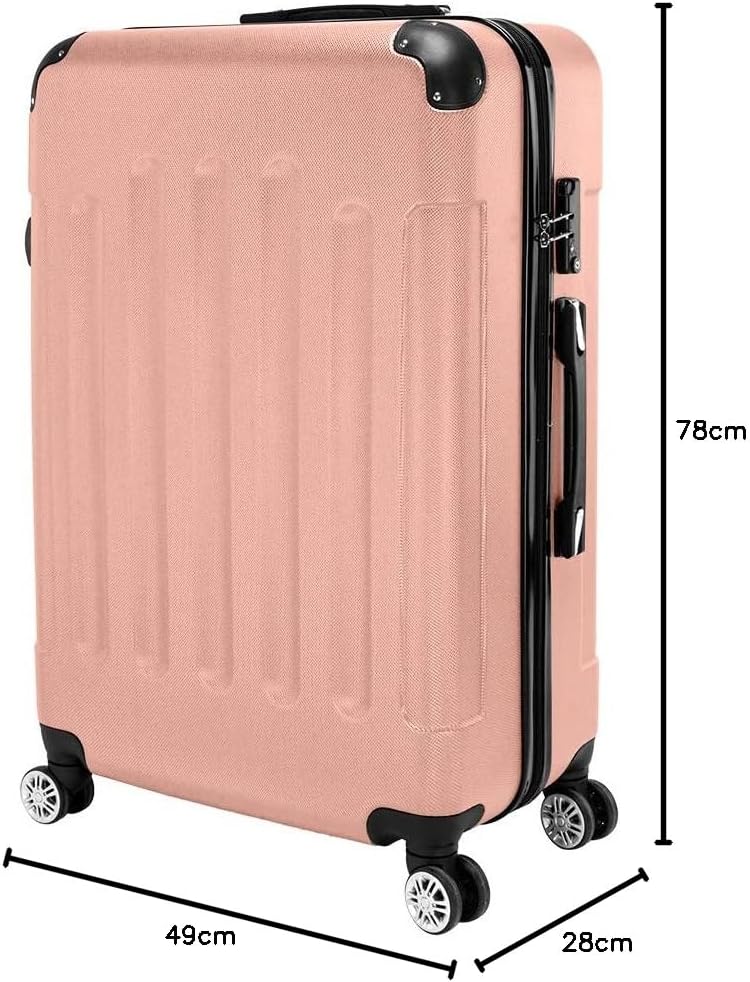 Kofferset mit Rollen und Zahlenschloss (3-teilig), Kofferset 3tlg(Mit Eckenschutz) Rosegold