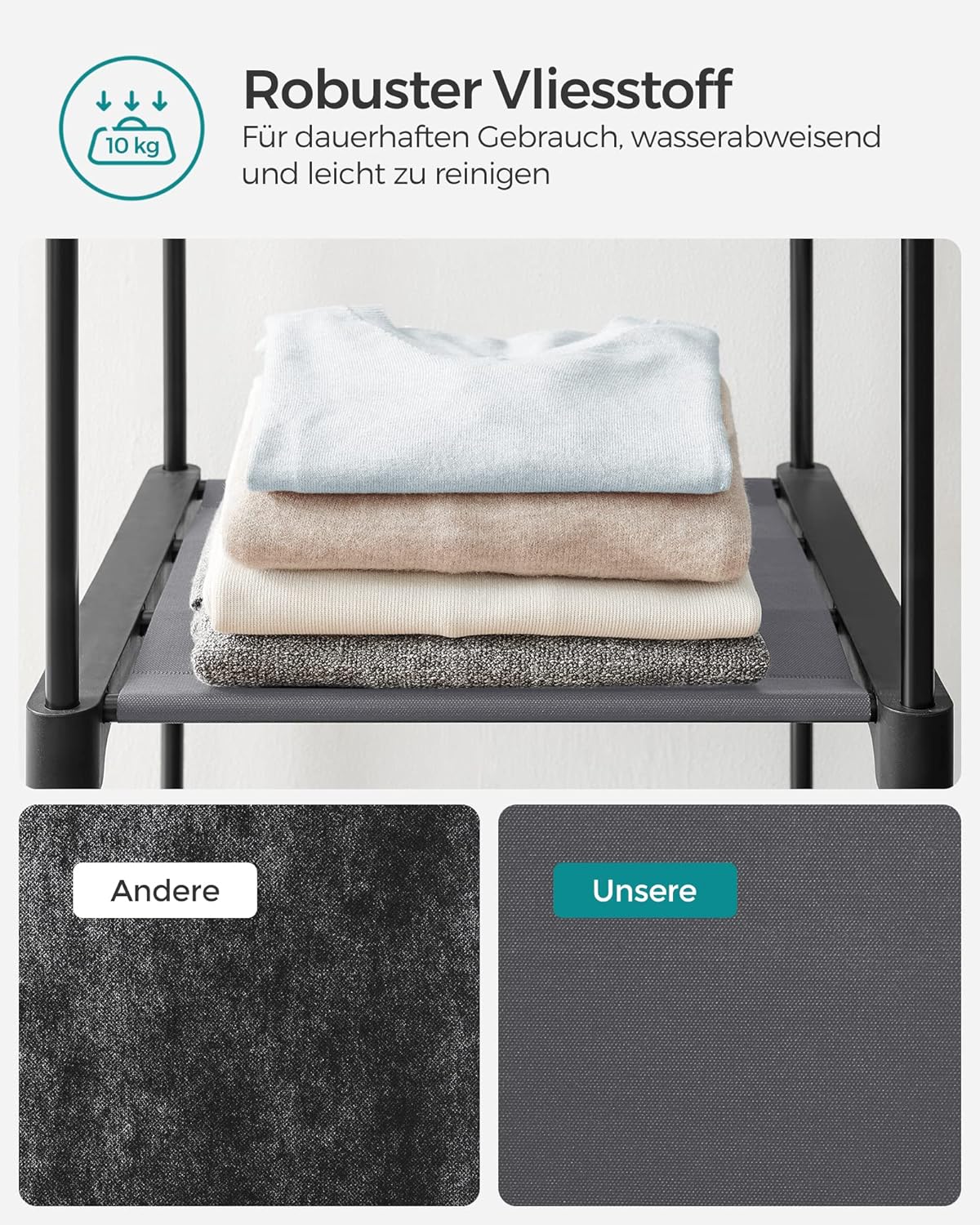 Faltbarer Stoffschrank mit Aufhängestange RYG02GY, Grau