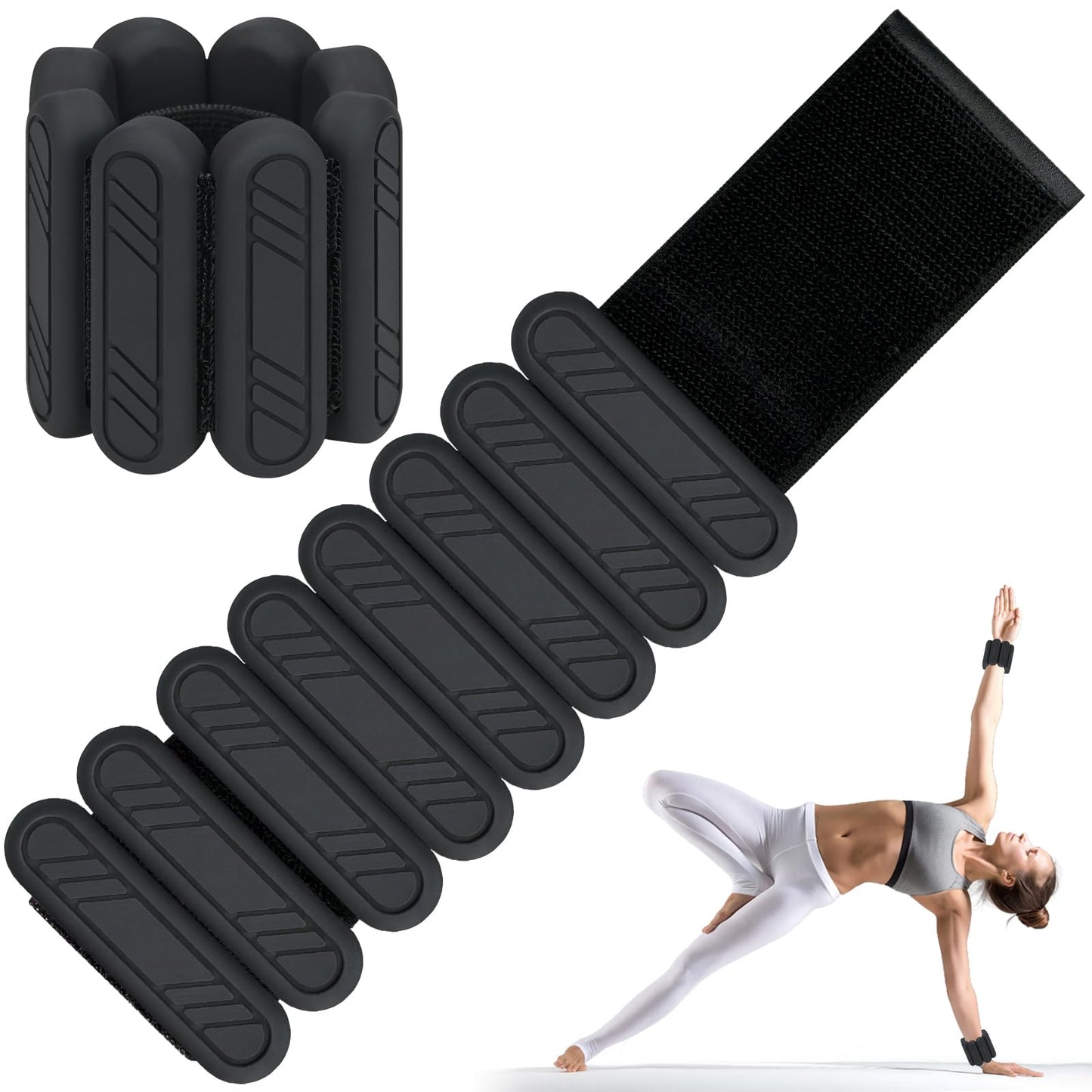 Verstellbare Gewichtsmanschetten, schwarz 2kg （2*1 kg)