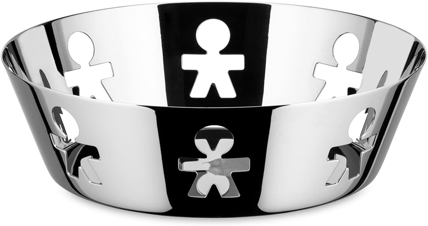 Girotondo Designkorb mit dekoriertem Rand, Silber