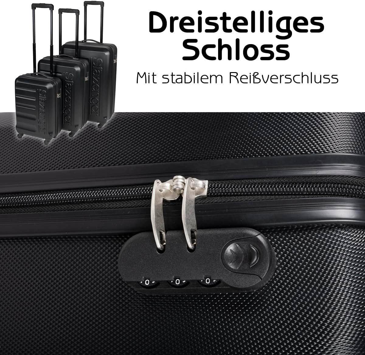 Trolley Set 99762, 3-Teilig Schwarz ; Tiefschwarz