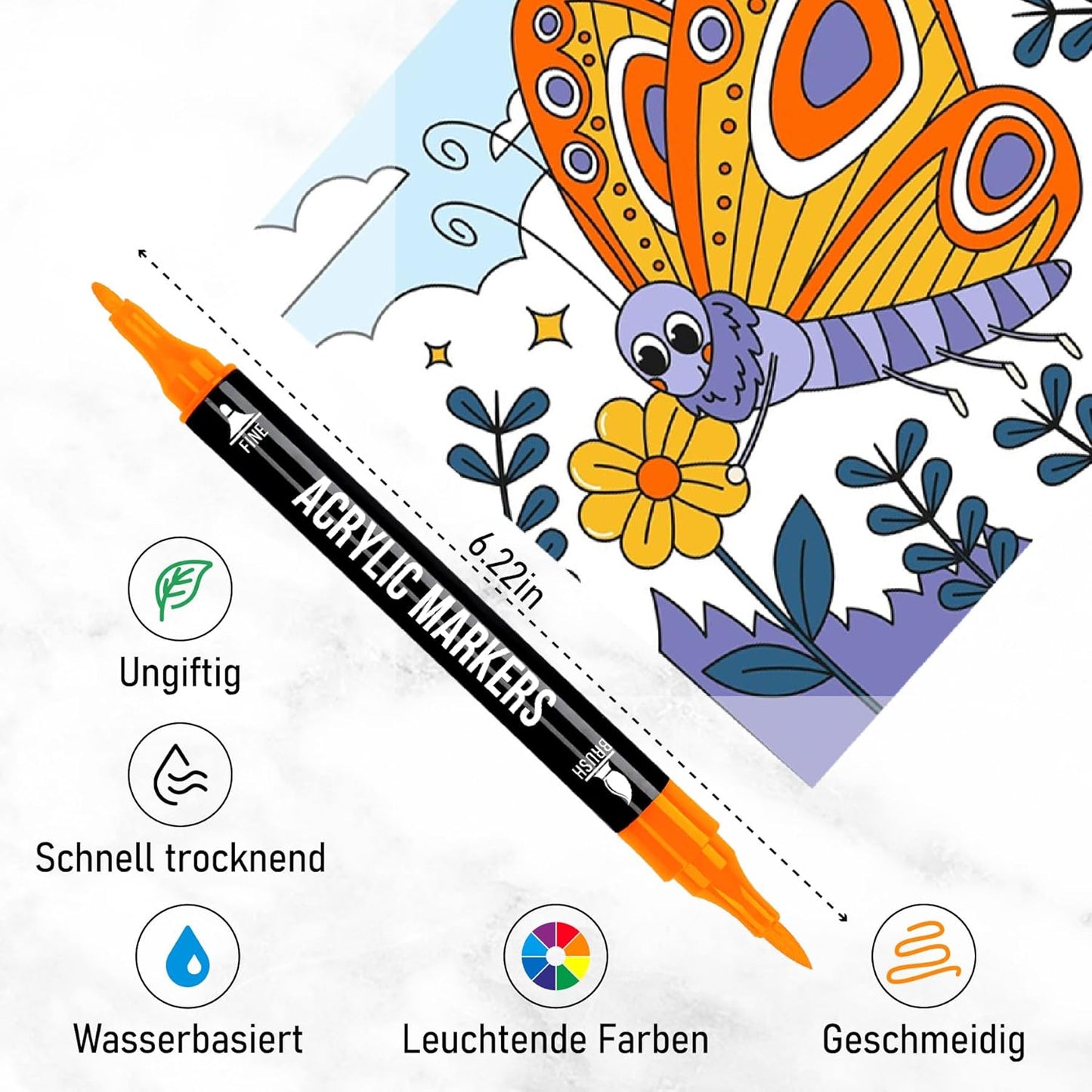 Acrylstifte Set mit Dual-Tip, 72-Farben