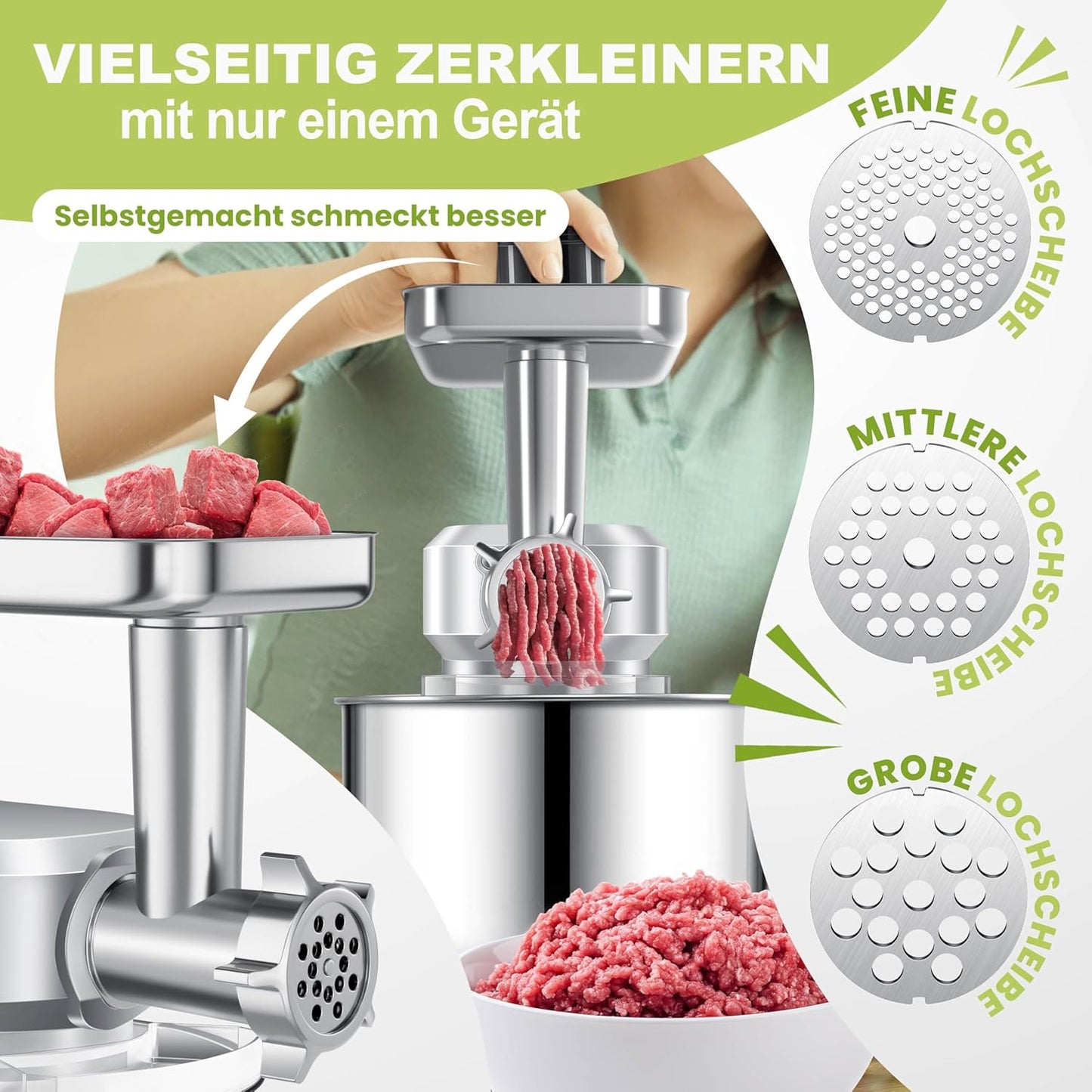 3 in 1 Universal Küchenmaschine mit Fleischwolf und Mixeraufsatz K-KM 3000