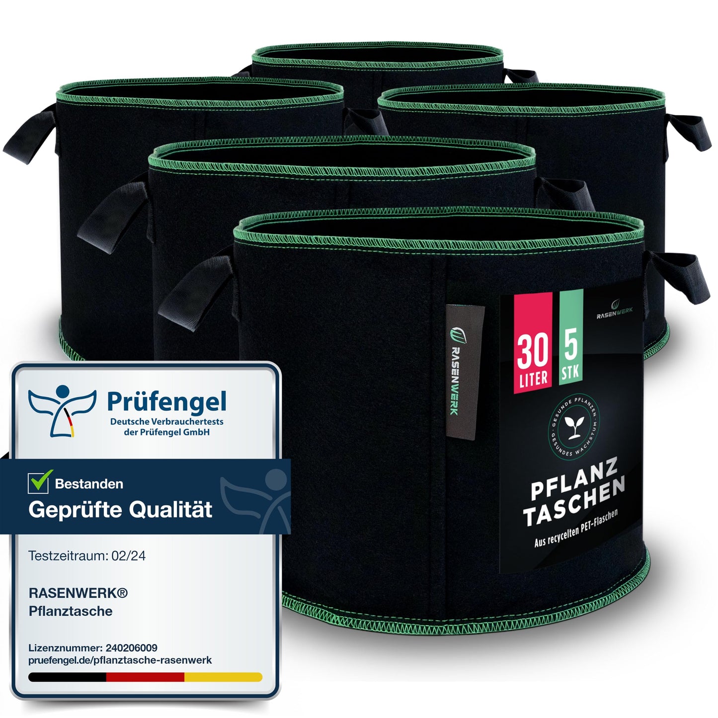 5er-Set Pflanztaschen, 30 Liter, 30 Liter