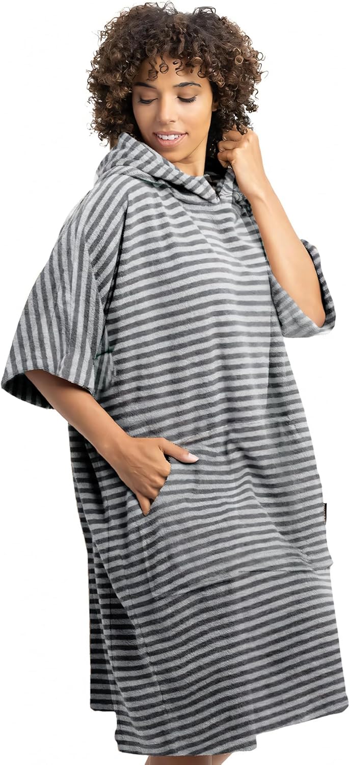 Badeponcho aus Baumwolle, L-XL Hellgrau/Dunkelgrau