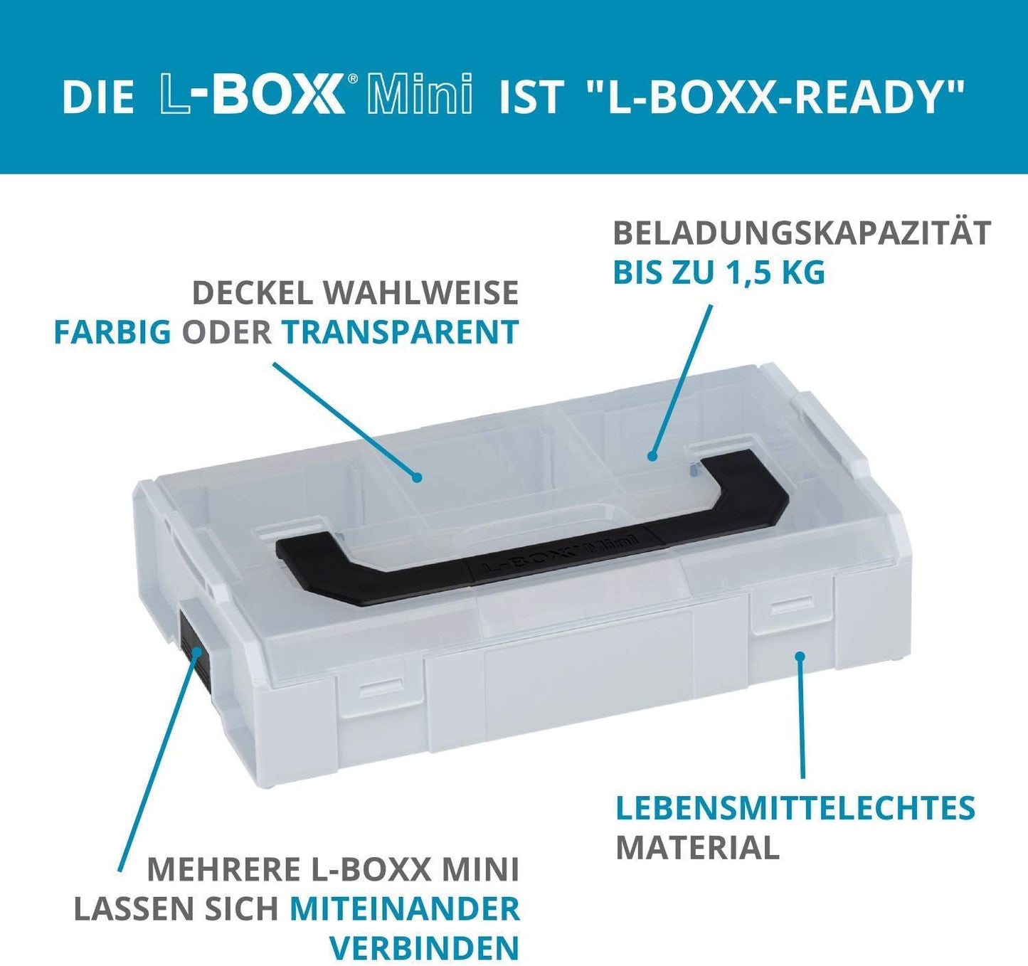 Mini-Werkzeugkoffer-Set, 6 Grau + Transparent