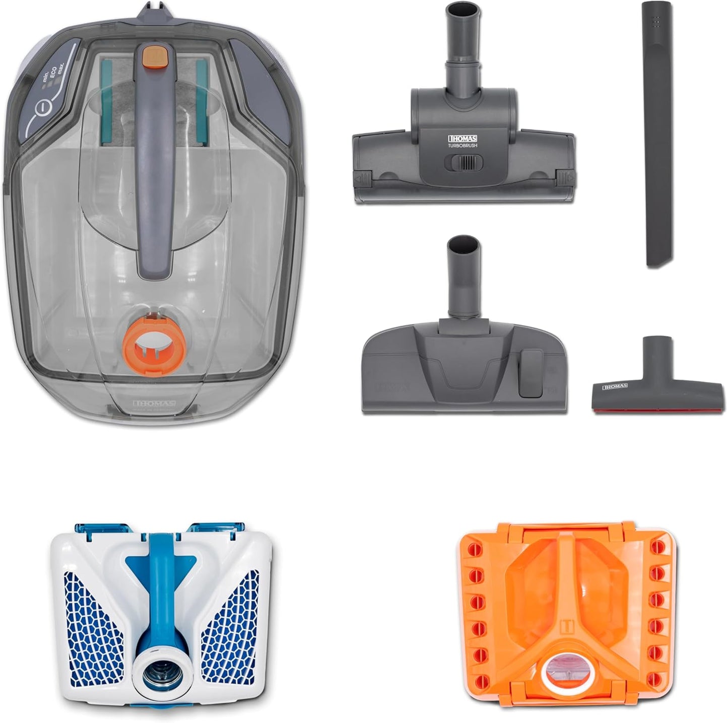 Pet & Friends Zyklonstaubsauger für Tierhaare, Weiss/Orange