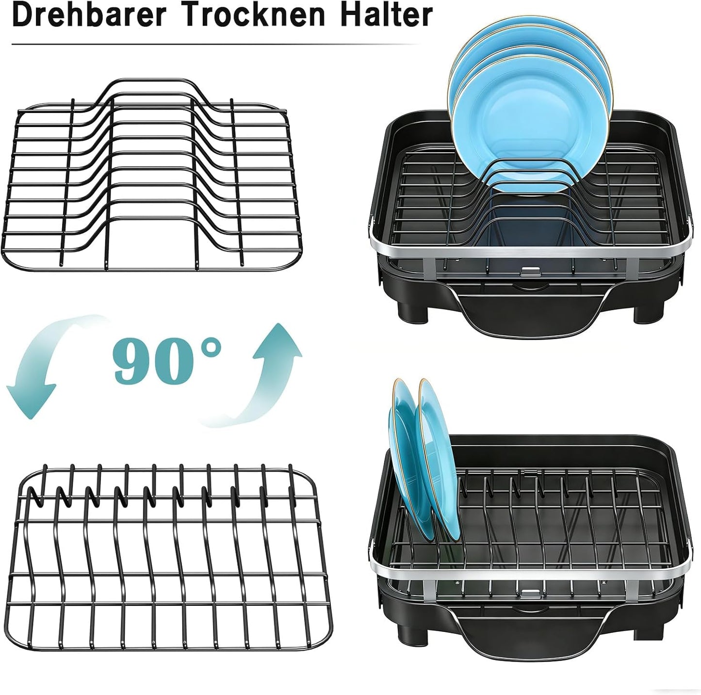 Erweiterbares Abtropfgestell mit Besteckhalter