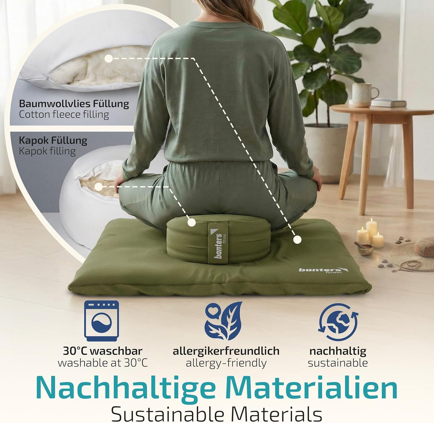 Meditationskissen Set, Grün
