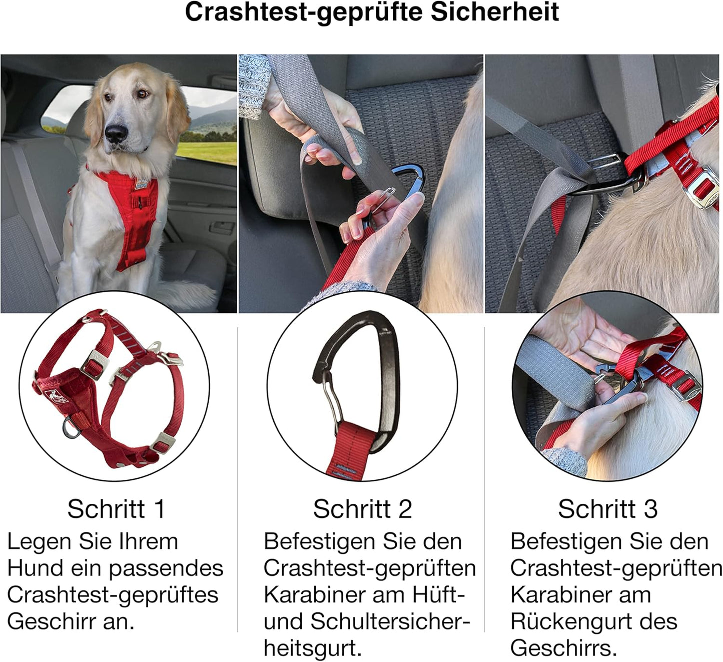 Autosicherheitsgeschirr für Hunde mit Autogurt, Grau S