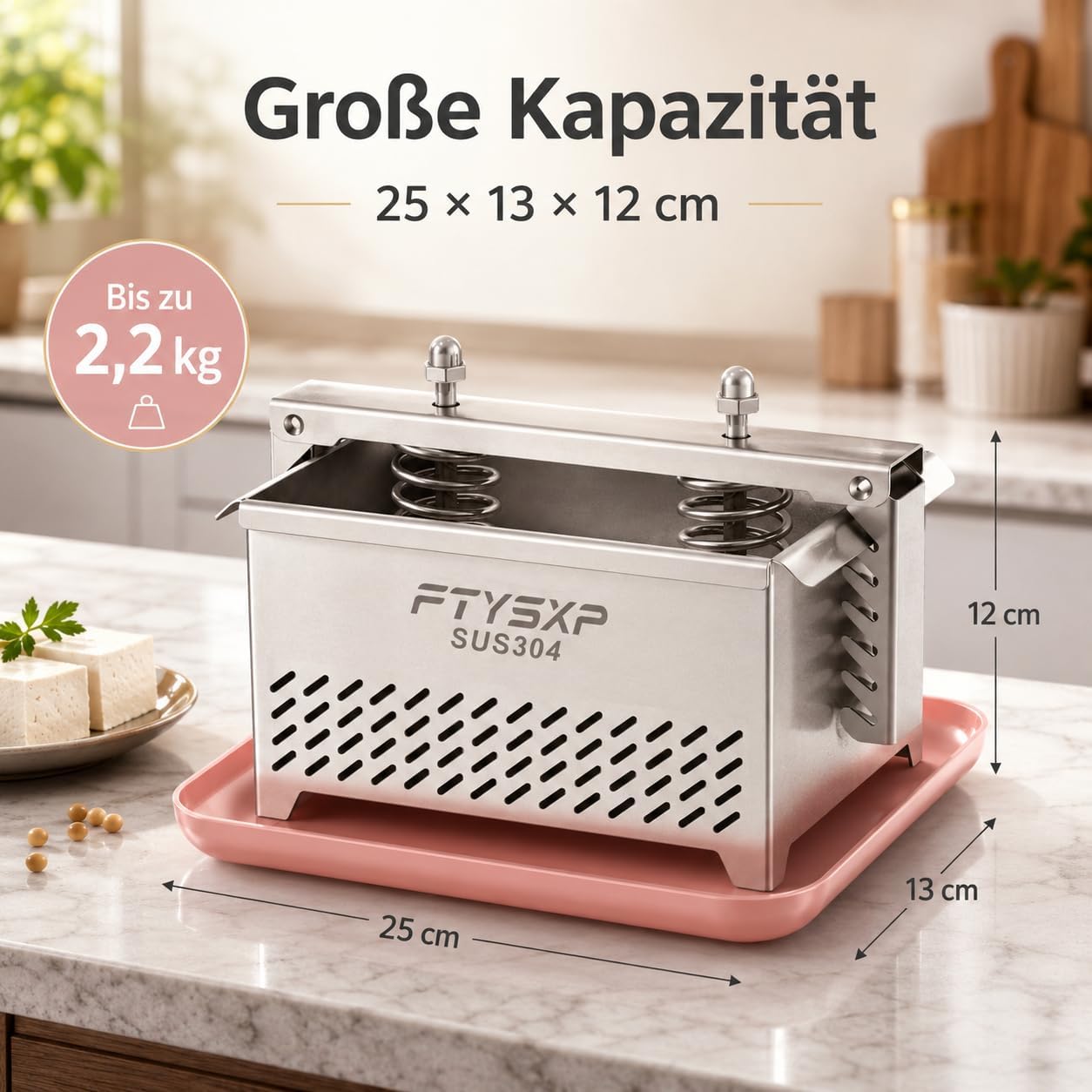 Tofupresse mit verstellbarem Druck, 25x16x13cm
