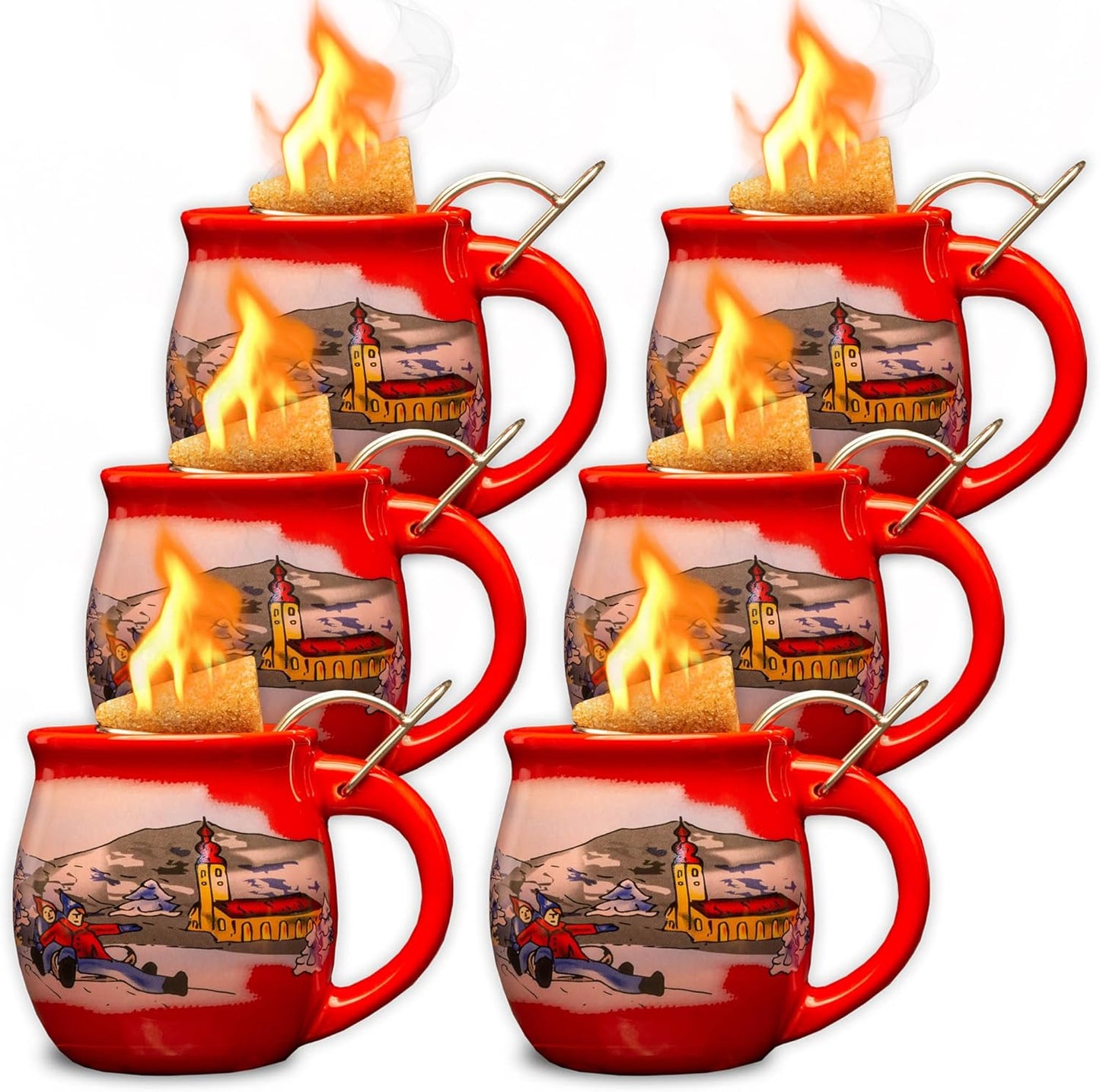 6-teiliges Feuerzangenbowle-Set, Rot / Winter