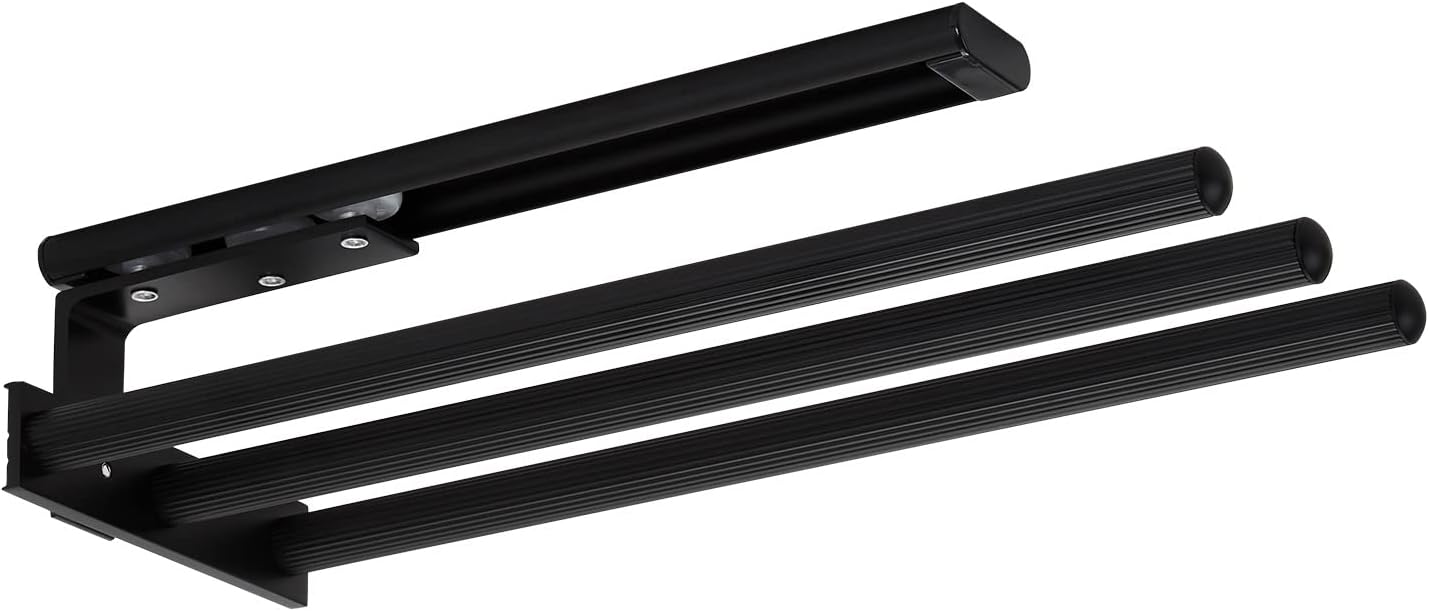 3-armiger Teleskop-Handtuchhalter, Schwarz Matt 3-armig 325 - 487 mm