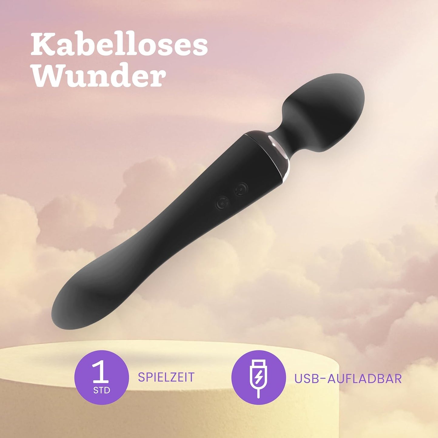 Doppelkopf Vibrator & Dildo mit 10 Vibrationsmodi, Schwarz