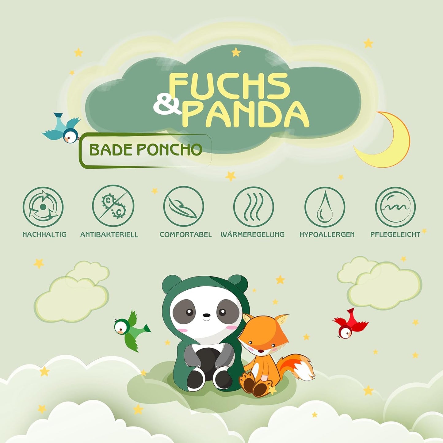 Badeponcho für Kinder, Kupfer-grün