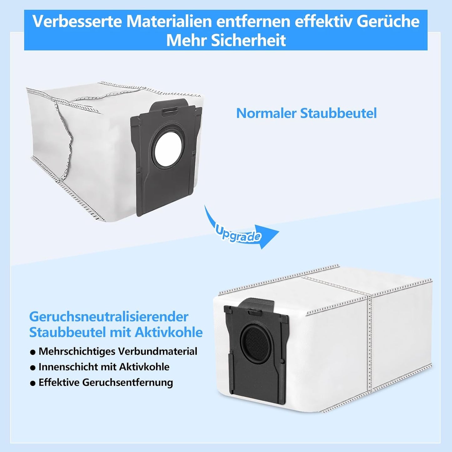 Kohlestaubbeutel für Dreame und Mova Staubsauger, 12 Stück, 12 Stück Kohlestaubbeutel