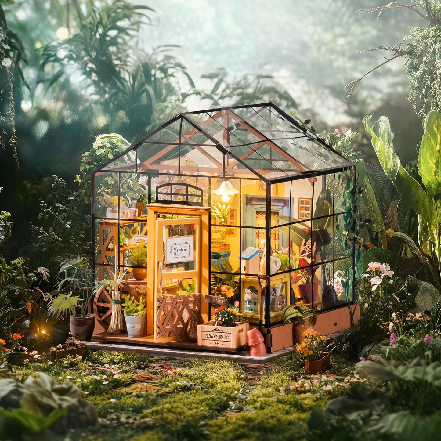 DIY Miniatur Blumenhaus mit LED-Licht, Blumenhaus