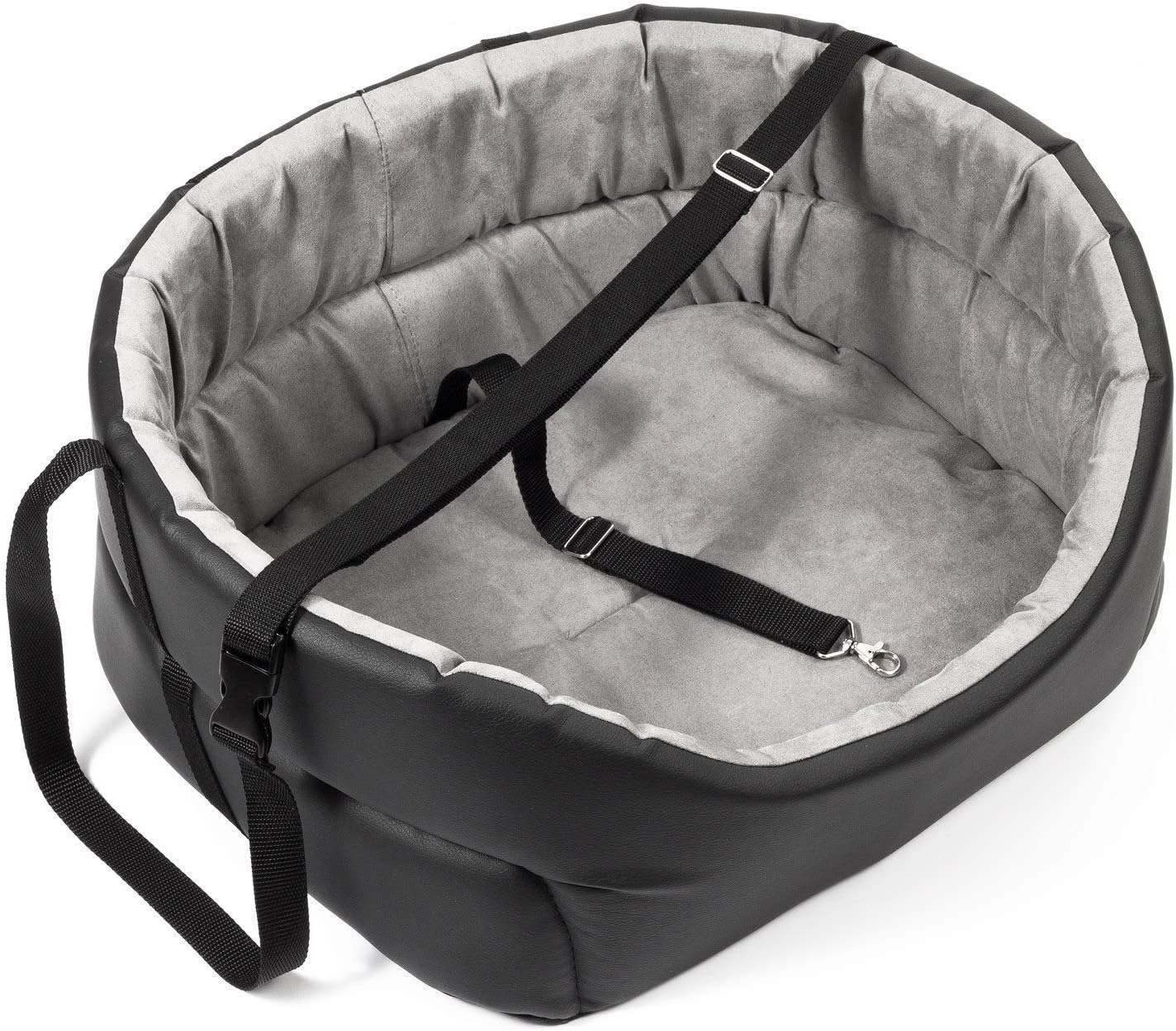 Hunde-Autositz, L (1er Pack) Schwarz - Kunstleder: Wildlederimitat