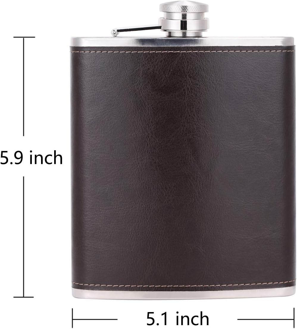 Edelstahl Flachmann mit Lederhülle, 18 oz A. Coffee