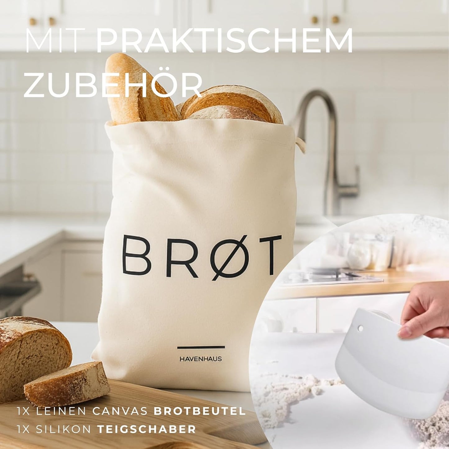 Gärkörbchen inkl. Zubehör-Set, Gärkörbchen Rund 23cm