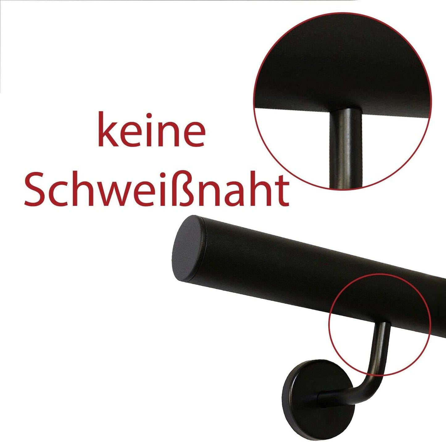 Handlauf, 170 cm mit 2 Halter Gerade Kappe