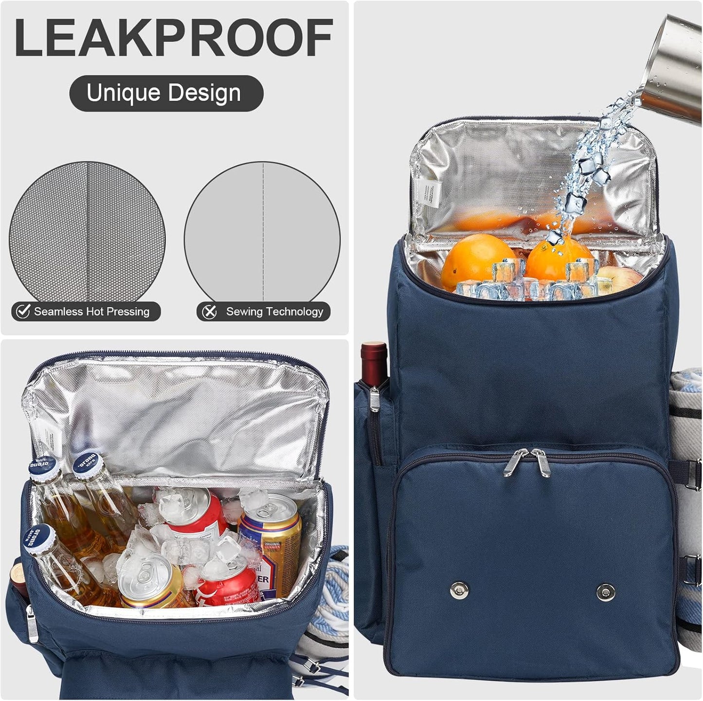 Picknick-Rucksack-Set für 4 Personen mit Kühltasche