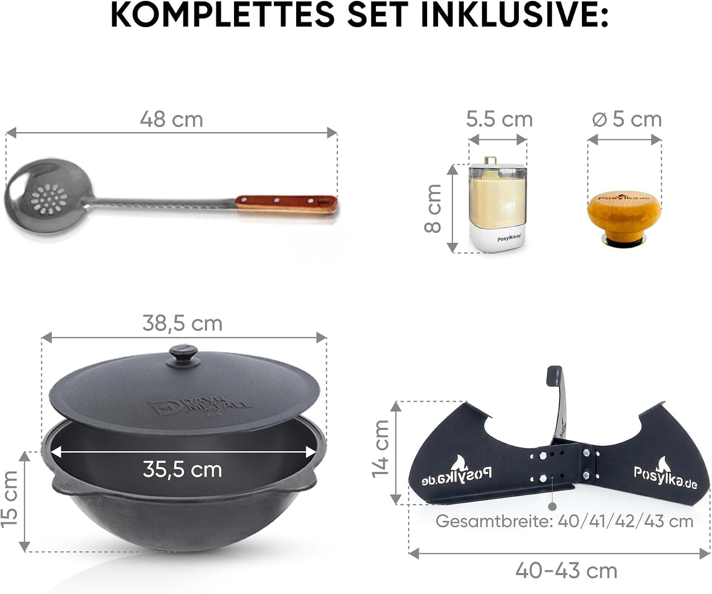 Kasan Topf mit Zubehör, 10 L, Runder Boden
