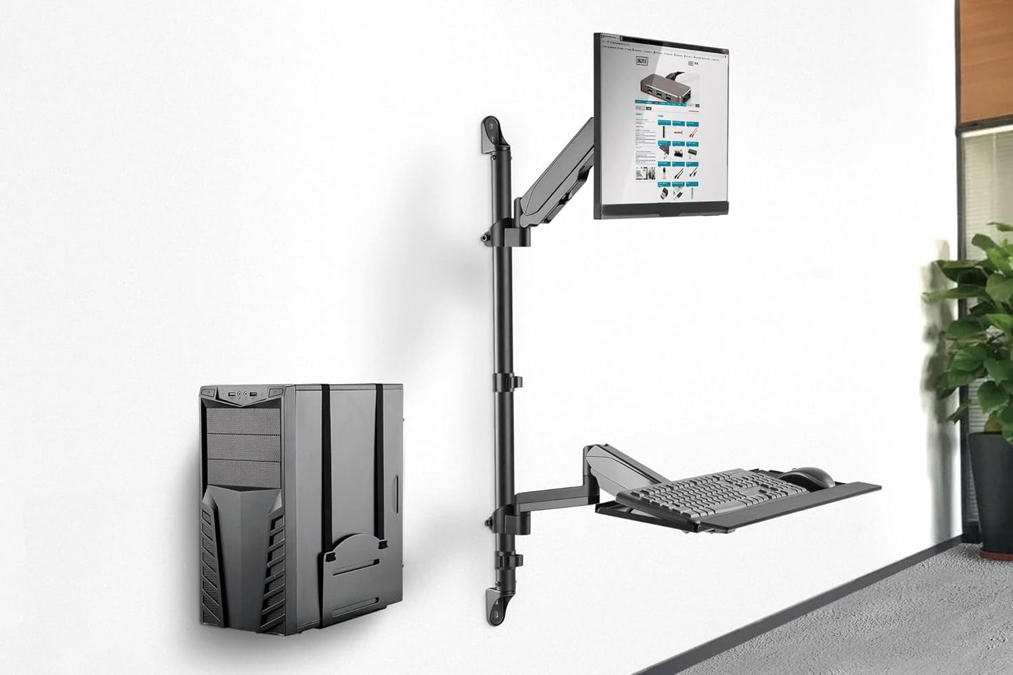 PC- und Monitorhalterung mit Tastaturablage, Halterung mit Tastaturablage Max.: 8 kg | VESA: 75x75 bis 100x100 Schwarz